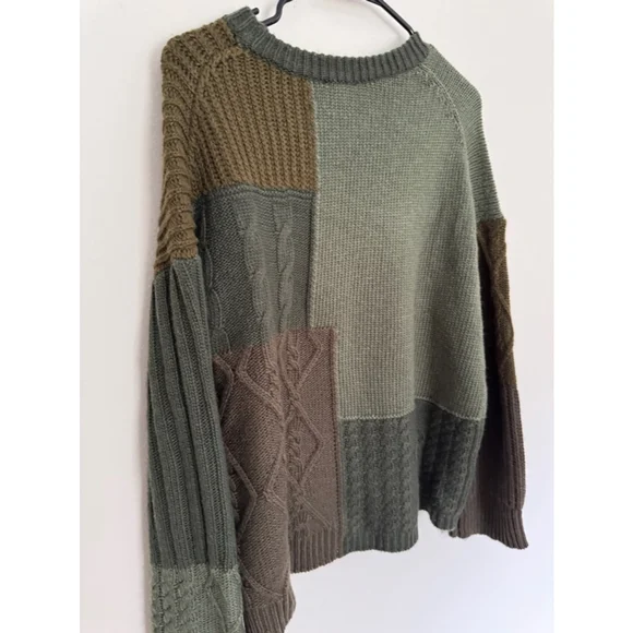 Women's Abel Green Brown Patchwork Sweater Size M - Picture 7 of 12